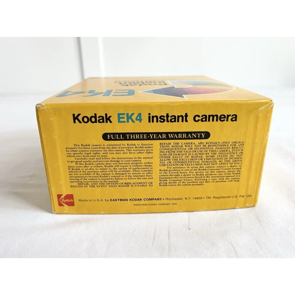 Vintage 1970s Kodak EK4 Instant Camera Box Manual Photography Collect Untested